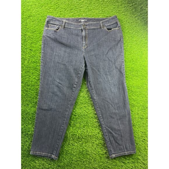 Liz Claiborne Woman Boyfriend Skinny Jeans Size 20W Plus Dark Wash Stretch Denim - Picture 1 of 12